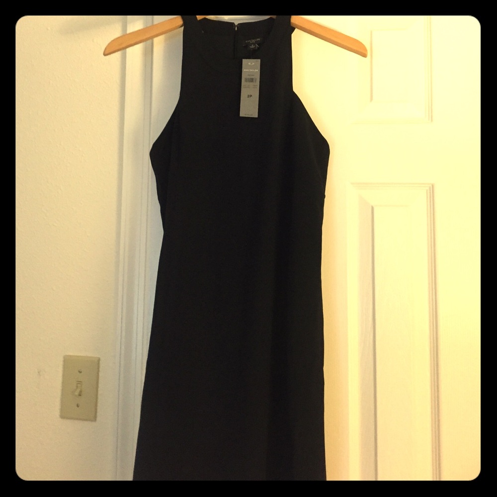NWT Ann Taylor Black Cocktail Dress with Bow Collar